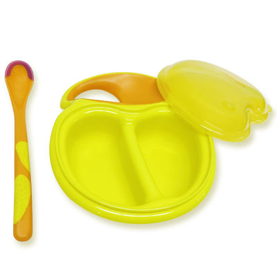 WOLNE od BPA żółte, łatwe do trzymania miski i łyżki do karmienia dzieci