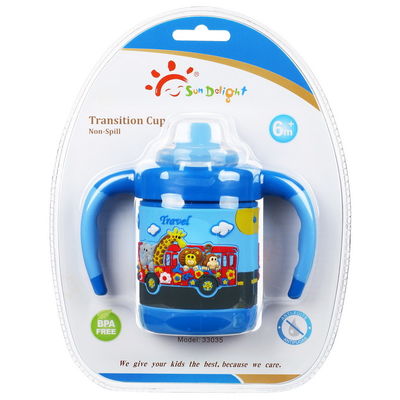 Non Spill Boys Bez BPA Miękki, 6-miesięczny, 6-uncjowy kubek treningowy dla niemowląt
