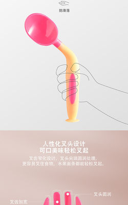 Łyżka i widelec do karmienia niemowląt FDA TPE 360 stopni